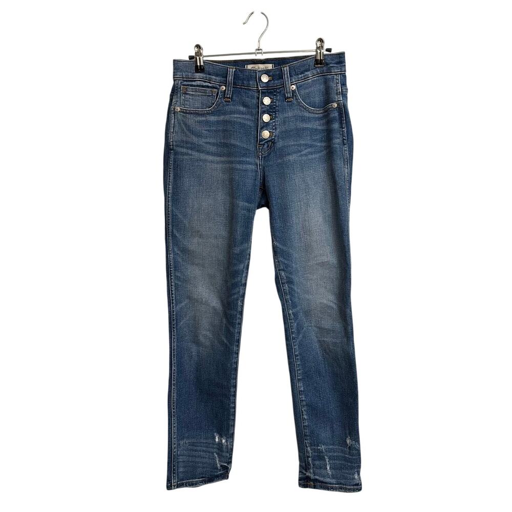 Madewell Jeans Womens 26 Blue Slim Straight Distressed Button-Front High Rise